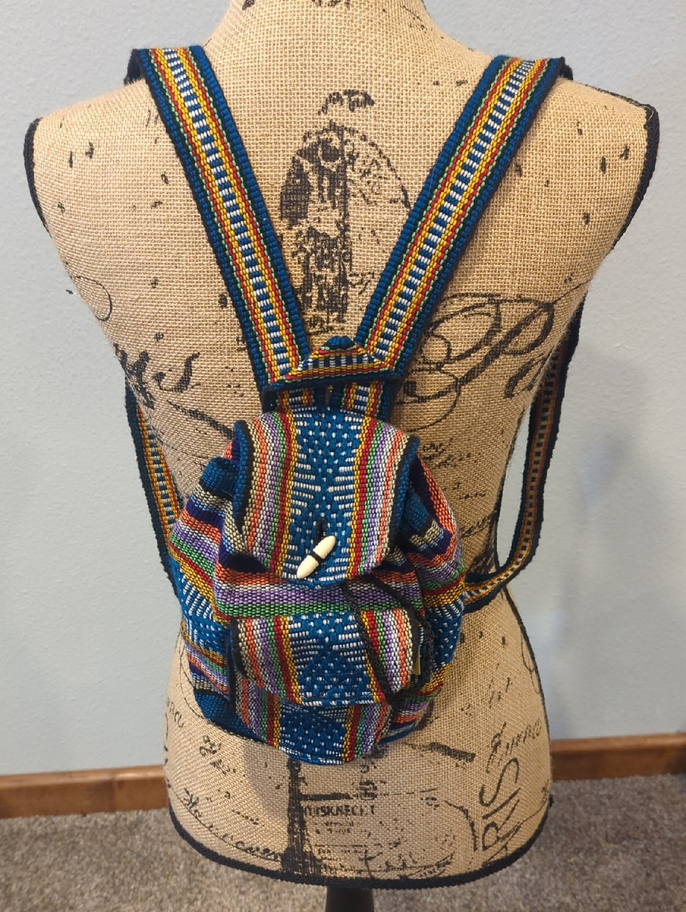 Handwoven Multicolor Striped Mini Backpack